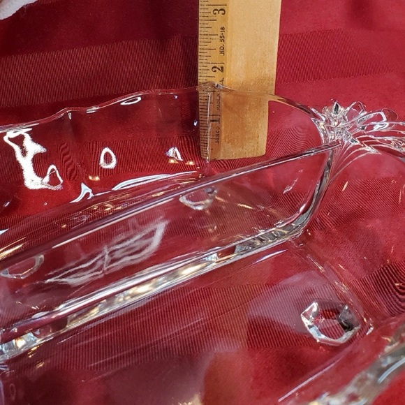 UV Reactive Vtg Fostoria Baroque Clear Glass Divided Handled Serving Bowl Dish - Picture 7 of 9